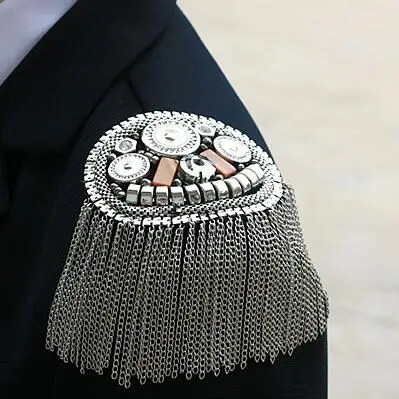 2 шт./компл. костюм для панков брошь Роскошные кисточкой ожерелье Эполет плеча