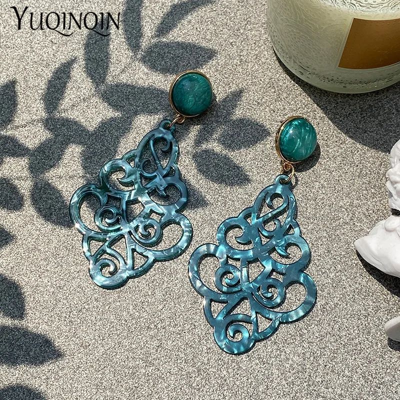 Модные Акриловые Винтажные висячие серьги из смолы красочные круглые