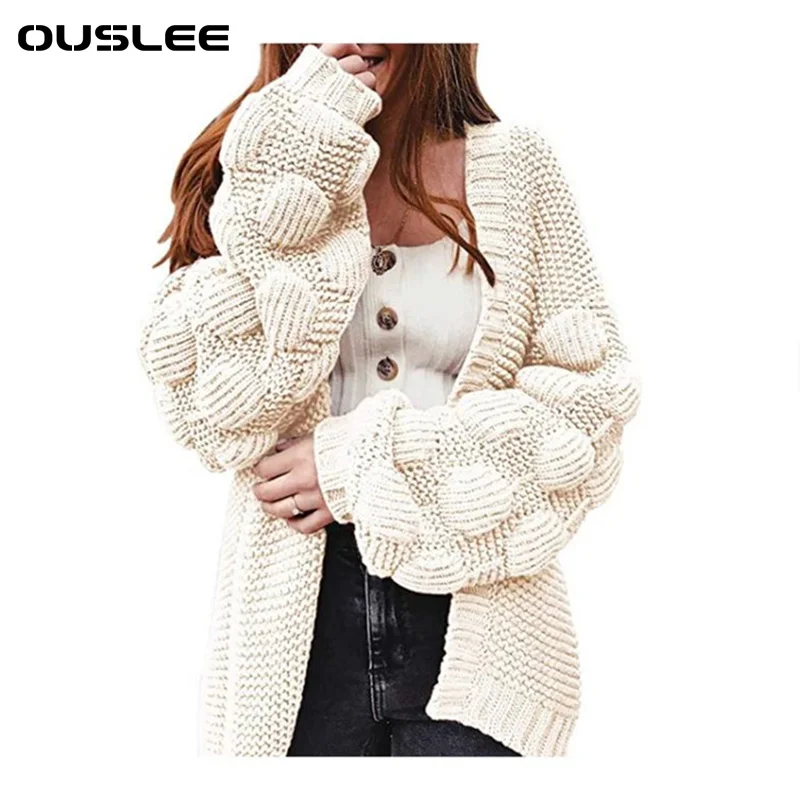 

OUSLEE Cardigan Sweater Women Cute Chunky Long Sweaters Oversized Female Spring Autumn Casual Loose Open Front Knit Pullover Top