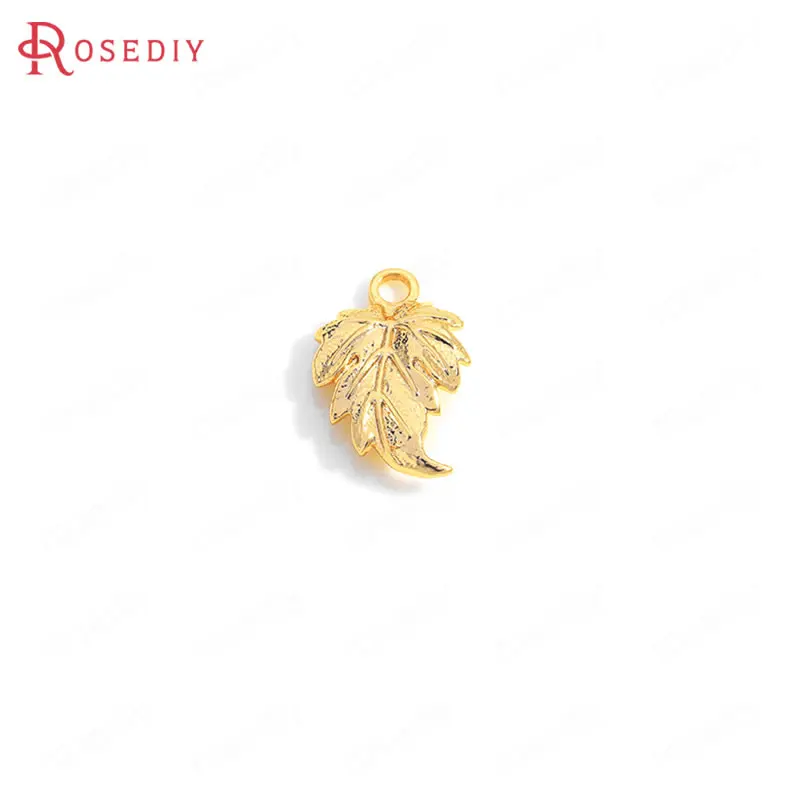 

10 шт., латунные подвески в виде листиков дерева, 12x18,5 мм