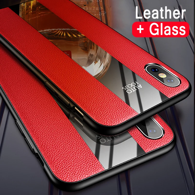 Для Coque iPhone XS MAX XR 10 8 7 6s Plus противоударный кожаный чехол стеклянный чехол для телефона для funda iPhone7 iPhone8 силиконовый корпус