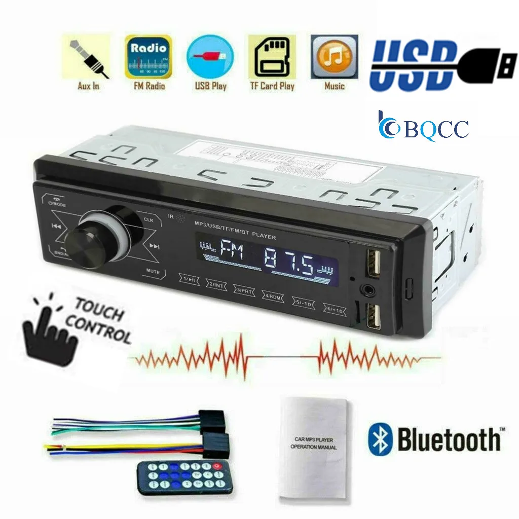 Автомагнитола Bluetooth Handsfree Поддержка USB/SD MMC порт стерео FM MP3 аудио плеер 1 Din In Dash