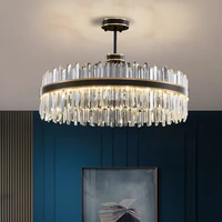 black modern chandelier lighting for living room luxury round crystal lamp home decoration led cristal light fixtures