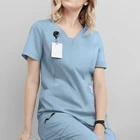 Клиническая униформа женский однотонный медицинский костюм для женщин медицинская унисекс Одежда для спа Топы Брюки Одежда для кормления
