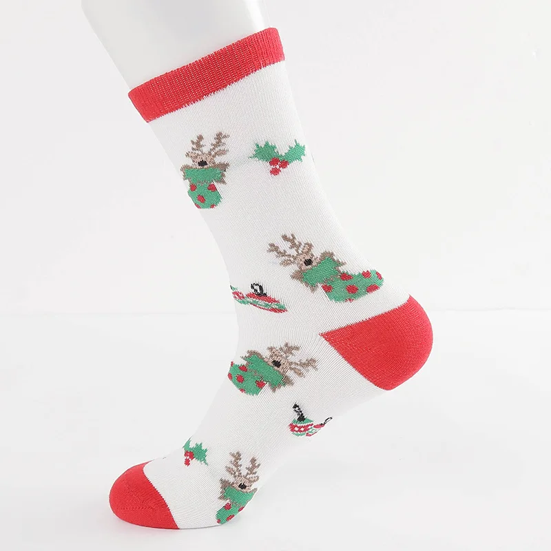 smt-142-9 1 pair Casual Women Christmas socks Funny Cartoon Snowman Santa Claus elk flake socks Cotton Christmas Gift for women - Цвет: smt-142-9