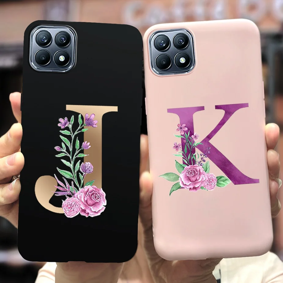For Oppo Reno 4 SE Case Reno4 F Cute Silicone Flower Letters Cover Lite Phone Cases Soft Fundas | Мобильные телефоны и