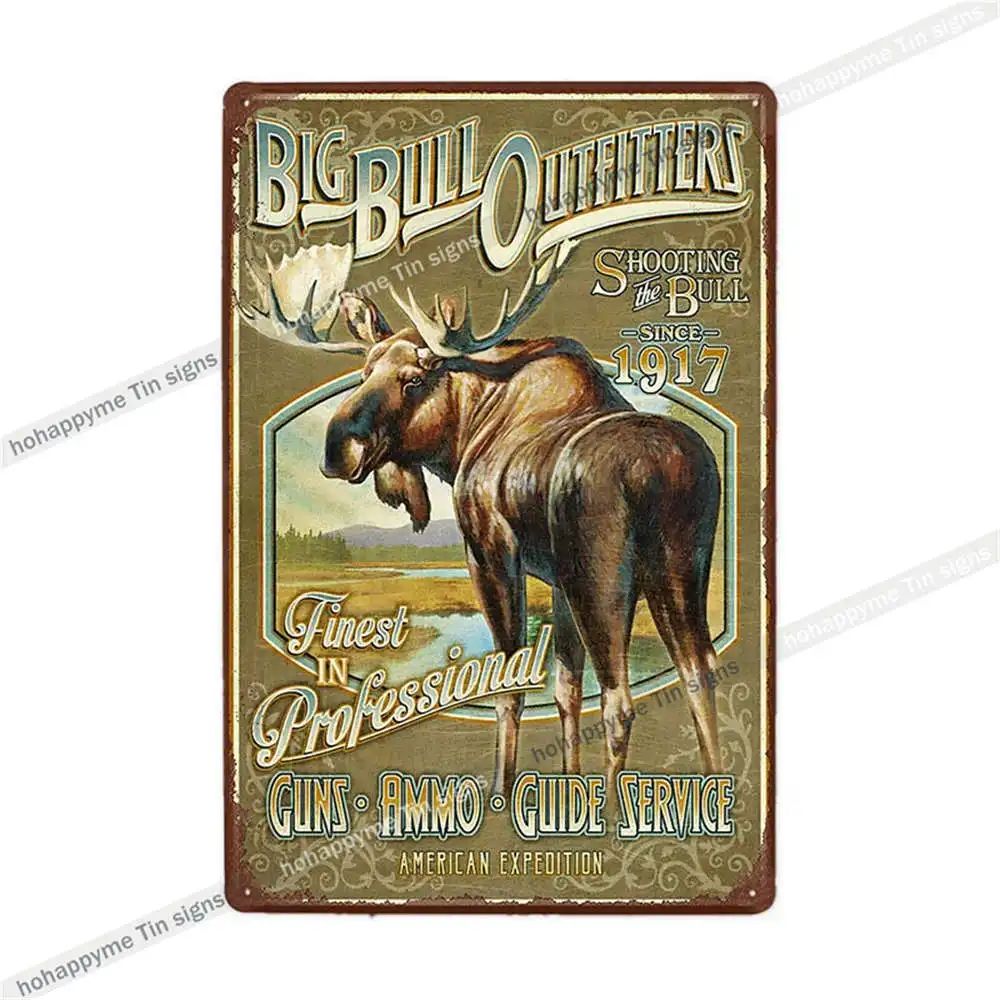 Металлическая табличка hohappyme с изображением собак и оленя 20x30 см