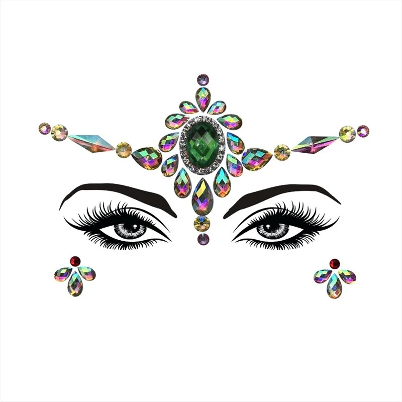Women DIY Face Stickers Acrylic Eyebrow Stick Drill Colorful Rhinestone Crystal Sticker Environmental Resin | Дом и сад