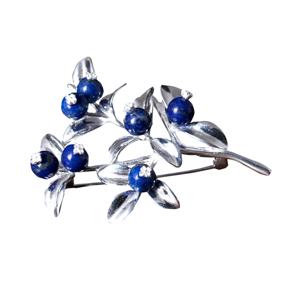 Girls New Lapis Lazuli Blue Gemstone Brooch 925 Sterling Silver Flower Pin Clip Women Jewelry Fashionable Fine Jewellery | Украшения и