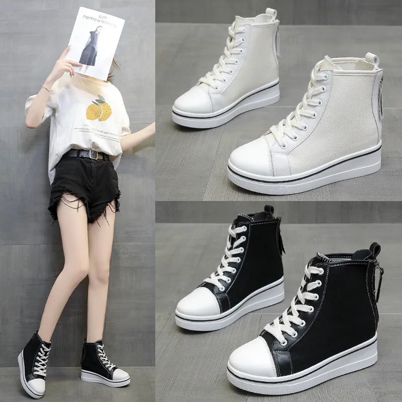 

Кеды женские с вулканизированной подошвой, высокие кроссовки, повседневная обувь для студентов, весна-осень 2021