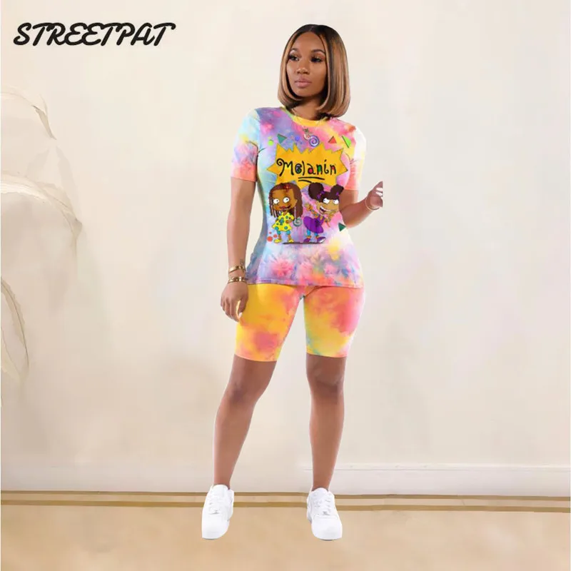 

«Вареный» комплект из двух предметов Для женщин футболка Топы байкерские шорты костюмы спортивные костюмы Для женщин тренировочный костюм...