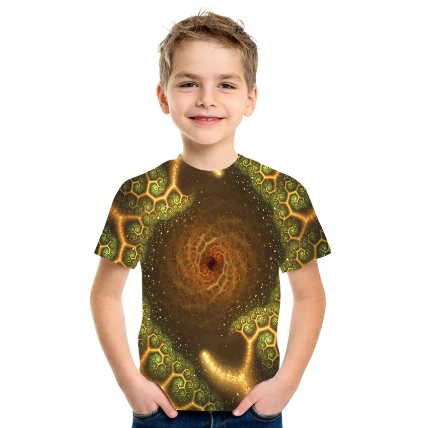 

Summer 2021 latest 3D printed T-shirt abstract pattern cool hip-hop boy and girl clothing milk silk fabric size 4T-16T..