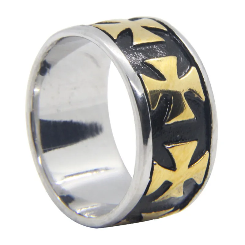 Черное и Золотое кольцо с крестом из нержавеющей стали 316L | Украшения аксессуары