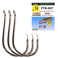 ftk 007 carbon steel fishing hook with ring 10 21mm barbed single carp fishing feeder hooks with eyes