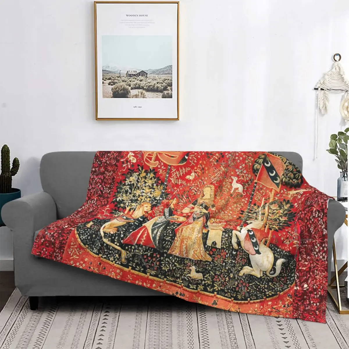 

Lady And Unicorn Smell Lionfantasy Blanket Bedspread Bed Plaid Bed Plaid Towel Blanket Summer Blanket Islam Prayer Rug