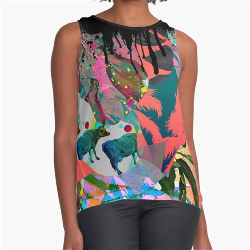 

Women Vintage Sleeveless T Shirt Arazzo Medievale Printed Summer O-neck tank tops Harajuku Pullover Vest Lady Tee Shirt tops