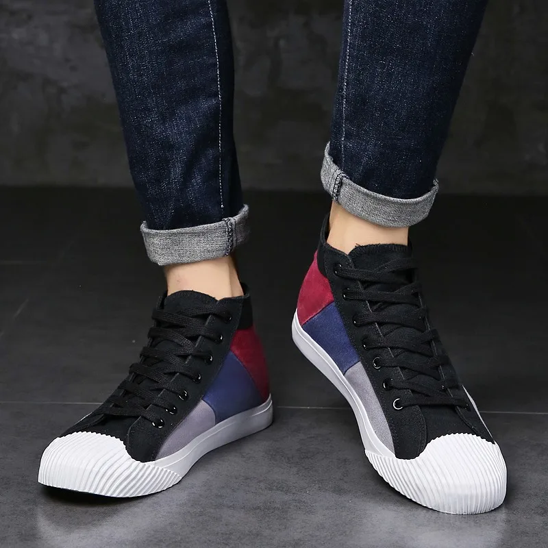 Осенние мужские кроссовки с высоким берцем Повседневная обувь без застежки на