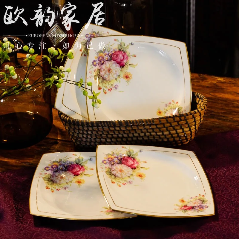 Золотой костюм ручной работы в западном стиле посуда из костяного фарфора