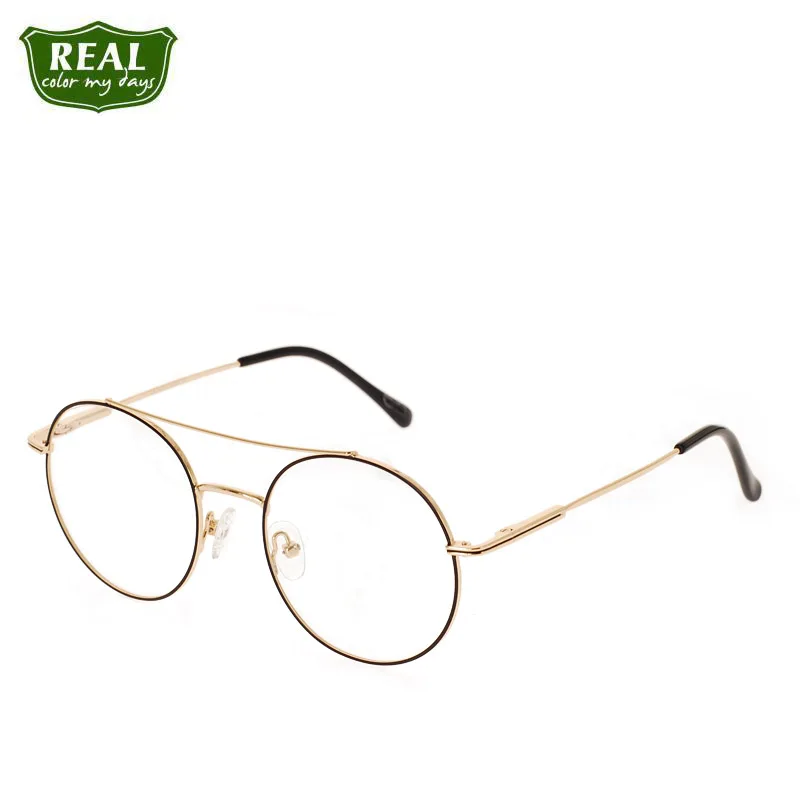 Двойная мостиковая круглая металлическая оправа винтажная для очков мужчин и