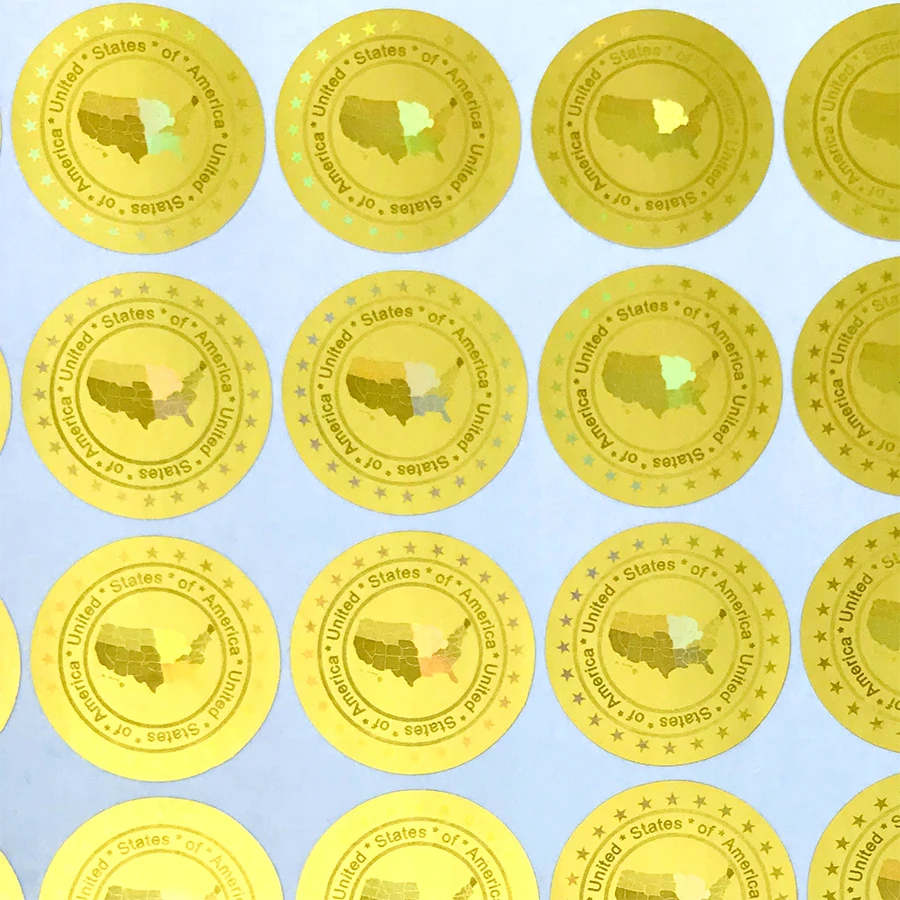 Голографические наклейки в 20 мм золотистого/серебристого цвета голографические