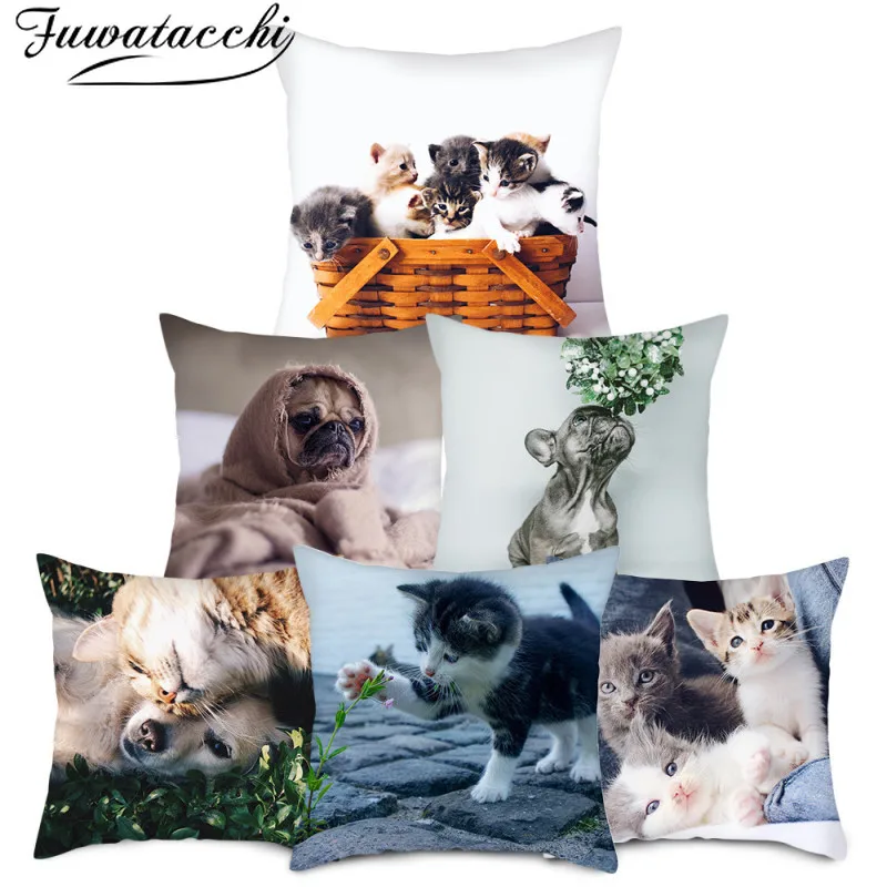 

Fuwatacchi Animal Photo Cushion Cover Cat Dog Pets Decorative Pillow Cover for Home Decor Giraffe Sofa Waist 45x45cm Pillowcases