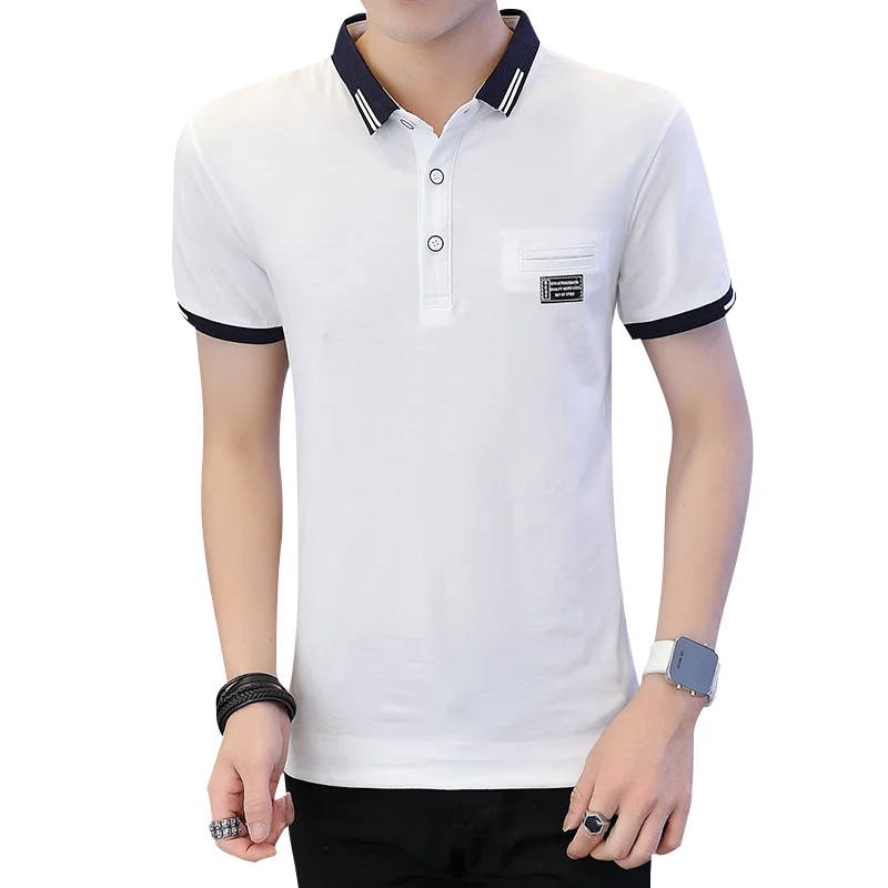 Рубашка-поло мужская летняя однотонная Повседневная дышащая футболка с коротким