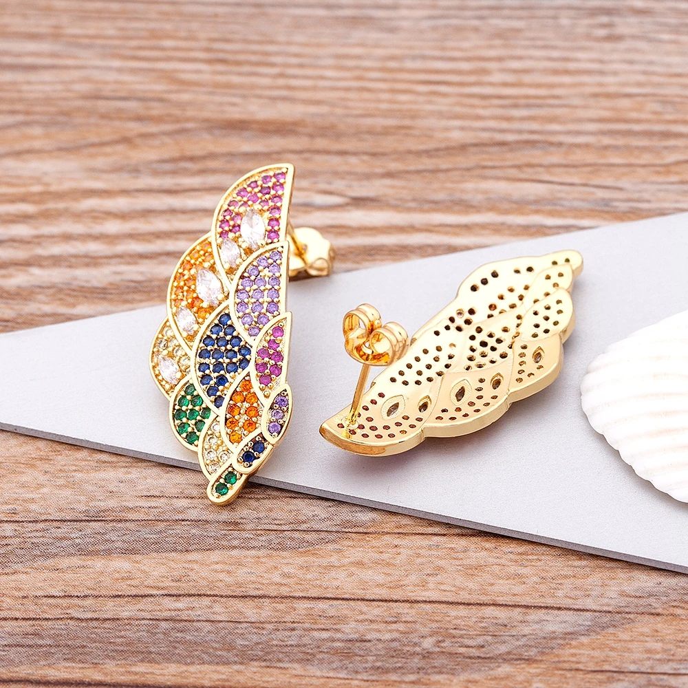 Богемные классические серьги в форме Павлиньего хвоста медные циркониевые