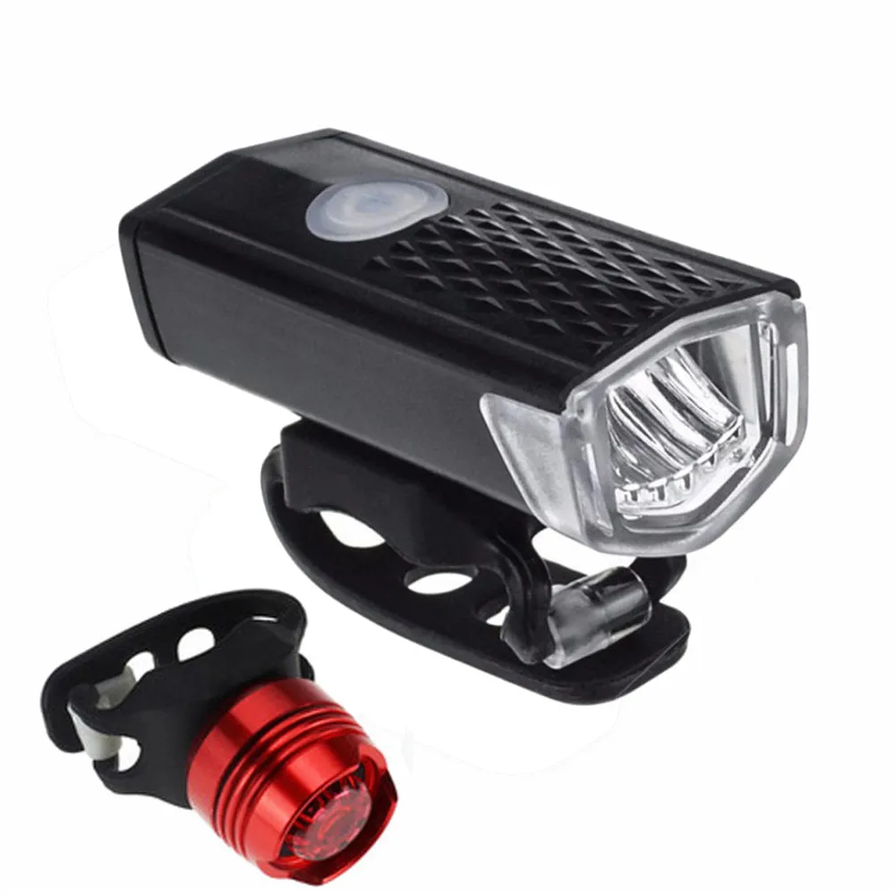 

2Pcs bicycle light USB rechargeable 300 output strong light super bright LED mountain bike headlight and taillight set