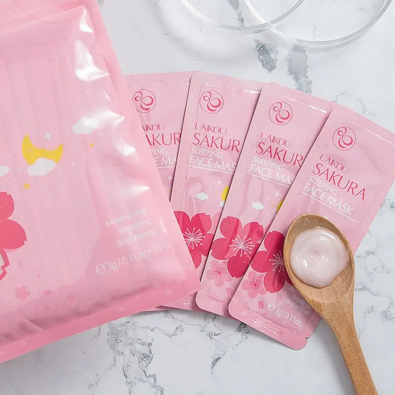 

LAIKOU Sakura Sleeping Mask Hyaluronic Acid Moisturizing Facial Whitening Soothing Repair Skin Care No-Wash Face Mask 3x15g Care