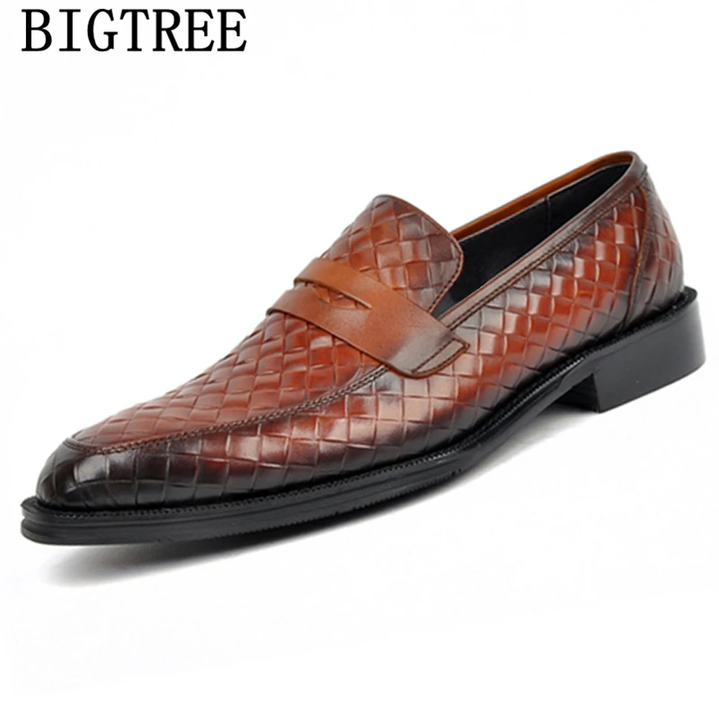 

Brown Dress Vintage Shoes Loafers Men Office Shoes Men Classic Italian Dress Coiffeur Shoes For Men Formal Plus Size Dress Buty