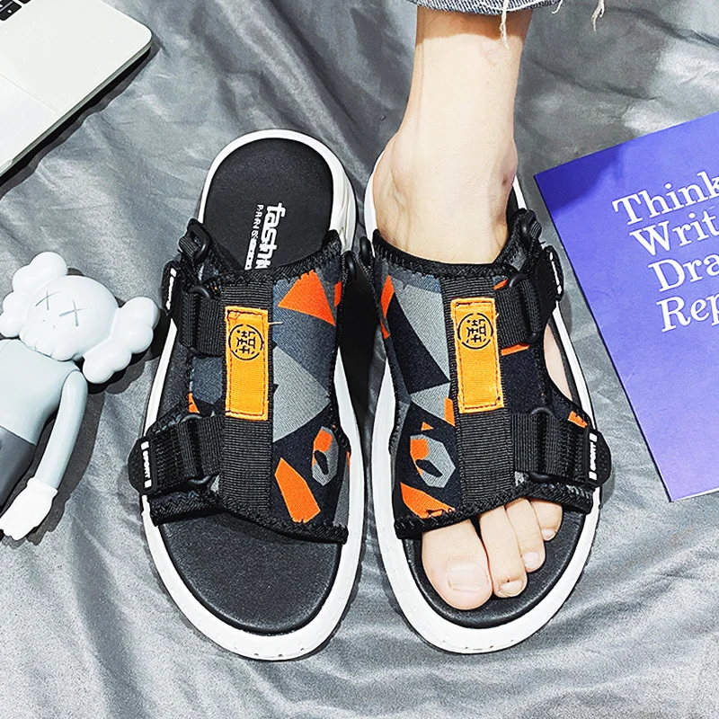 

CYYTL Men Summer Slippers Open Toe Strap Design Camouflage Outdoor Sandals Non Slip Slides Beach House Shoes Chanclas Hombre