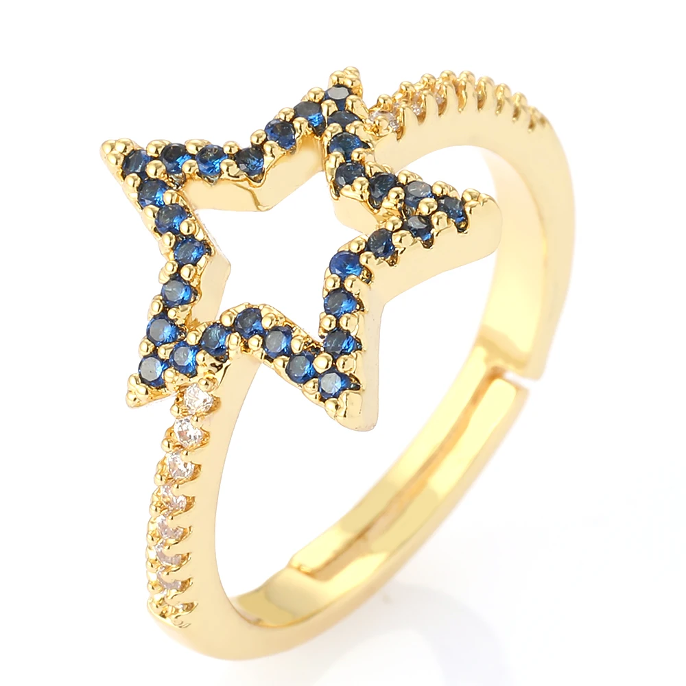 

Aesthetic Star Rings for Women Boho Gothic Finger Rings Mens Chunky Gold Rings Female Micro Pave Zirconia Engagement Wedding