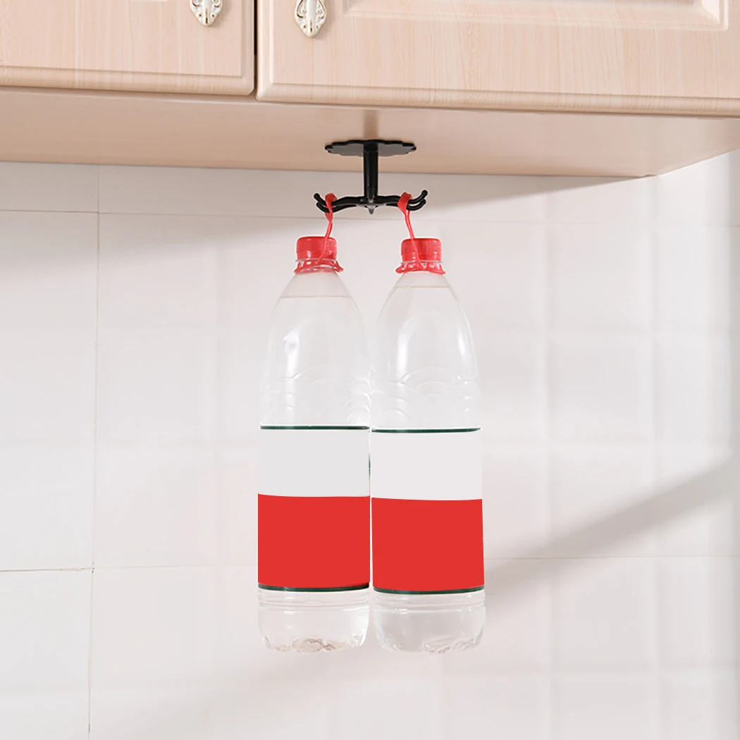 

4PCS Kitchen Rotating Hook 6 Hooks Design Wall Rotating Hook No Drilling Hook Suction Heavy Load Rack Cup Sucker for Kitchen