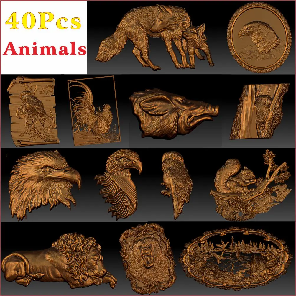 

40_pcs_animal 3d STL модель, рельеф для ЧПУ маршрутизатора Aspire Artcam _ Animal