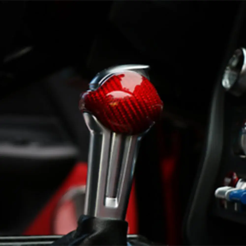 

Replacement Gear Shift Knob Trim 2pcs Red Carbon Fiber Cover 2015-2019