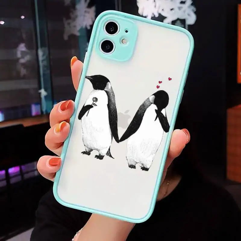 

Lovely Penguin Polar Bear Phone Cases matte transparent For iphone 7 8 11 12 plus mini x xs xr pro max cover