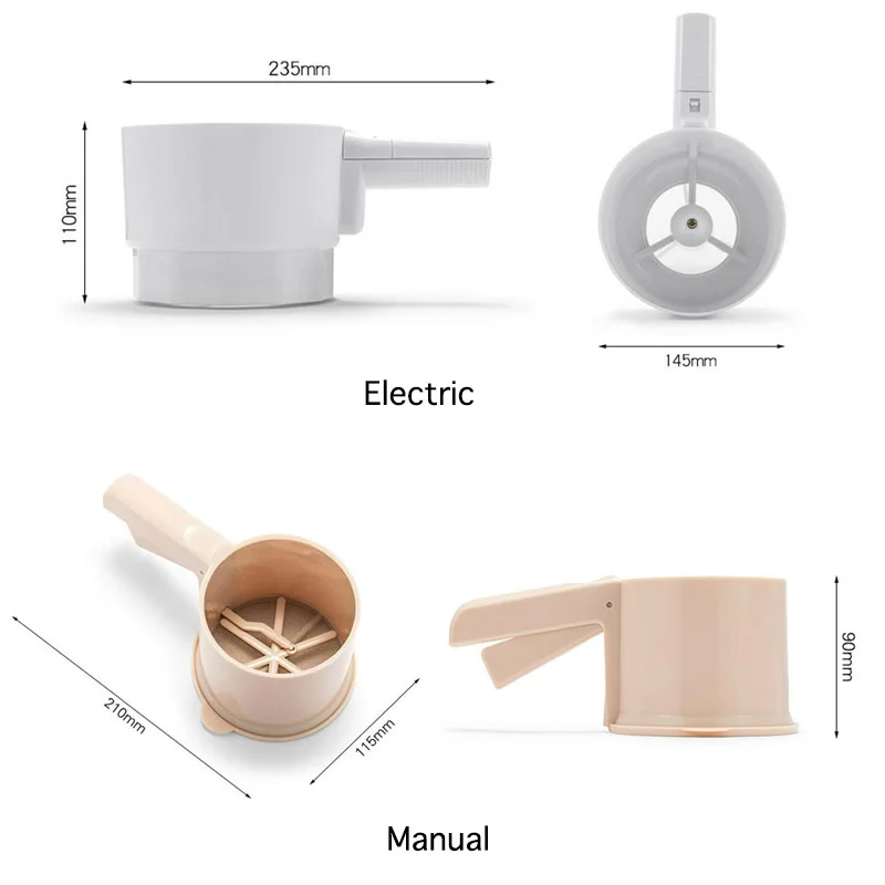 

Plastic Cup Shape Electric Handheld Flour Sifter Sieve Convenient Fast Stainless Steel Inner Core Household Baking Pastry Tools