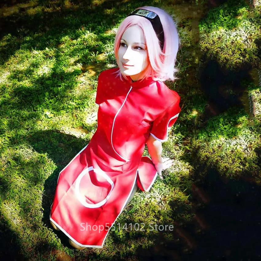 Женское розовое платье Чонсам Haruno Sakura 1-го поколения костюм для косплея аниме