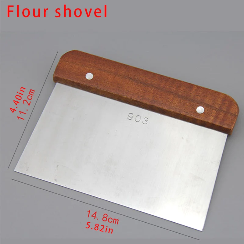 Flour shovel Кухонный шпатель, деревянная ручка, гриль, Тернер, нержавеющая сталь, металл, скребок для блинов, теппаняки, Hibachi, сковорода, кухонная утварь - Цвет: Flour shovel