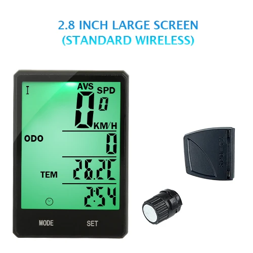 Wireless Green INBIKE 2.8 ''большой Экран велосипедов компьютер Беспроводной велокомпьютер непромокаемые Спидометр пробега Велоспорт измеримым секундомер - Цвет: Wireless Green
