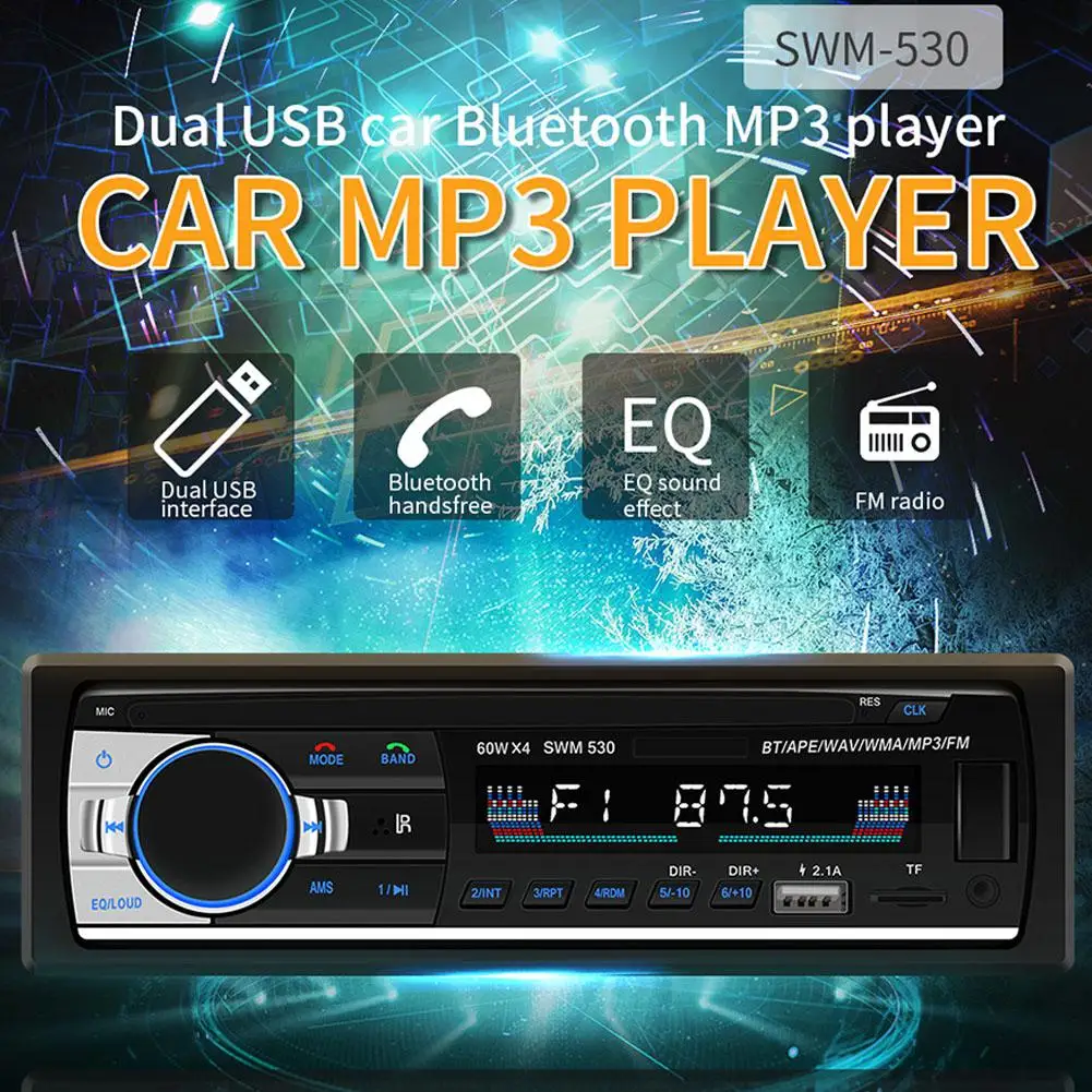 

Bluetooth Car Audio Stereo 60WX4 Car Radio 12V In-dash 1 Din FM Aux Input Receiver USB MP3 MMC WMA Car Radio Mp3 Player