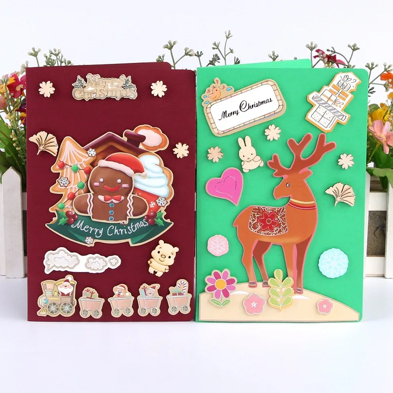 

Hk-6002 Handmade DIY Christmas Greeting Cards Creative Stereoscopic Greeting Cards Material Box Kindergarten Parent and Child Ac