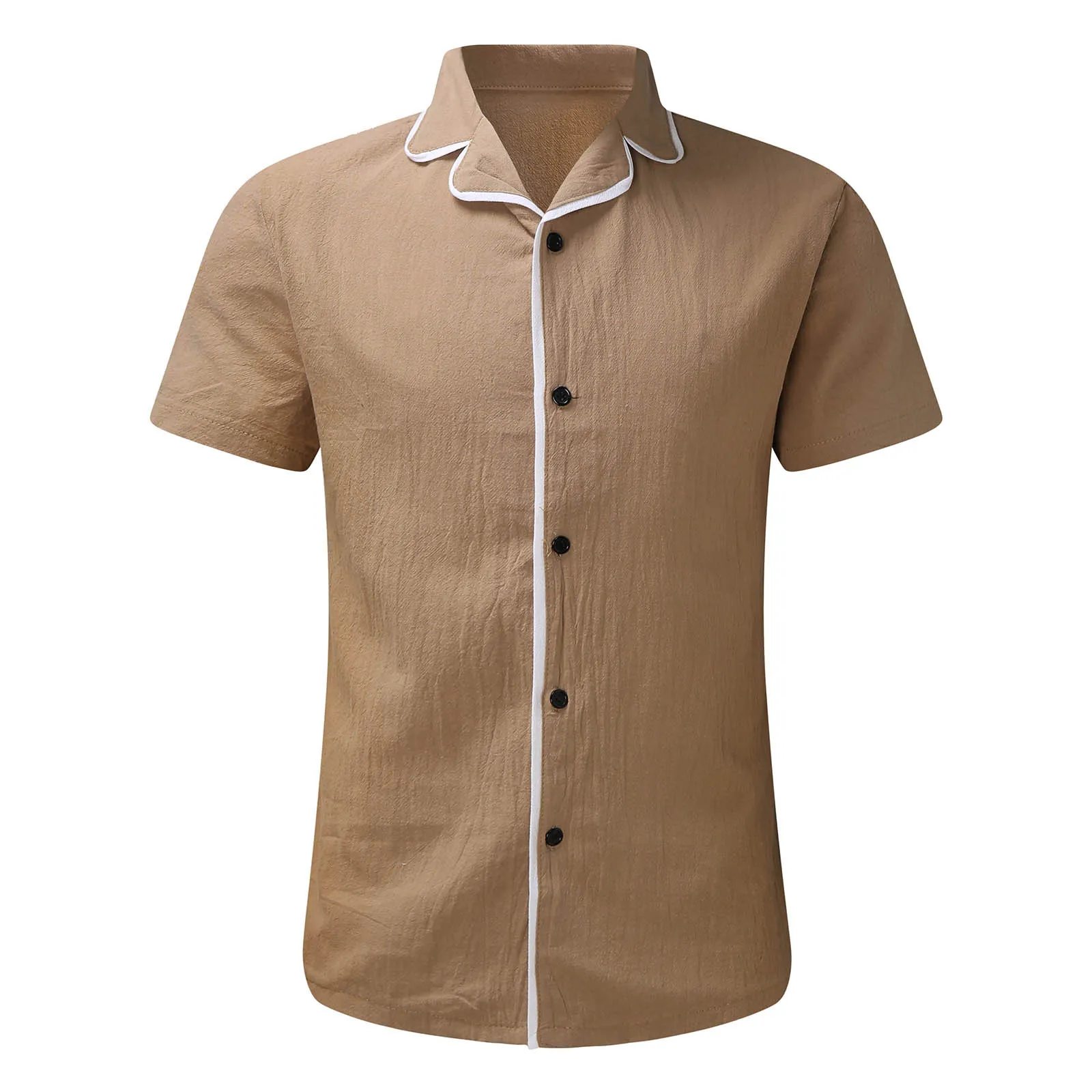 

Striped Men Shirts Summer Cotton Linen Short Sleeve Harajuku Shirts For Men Casual Slim Button Up Blouse Top Chemise Homme