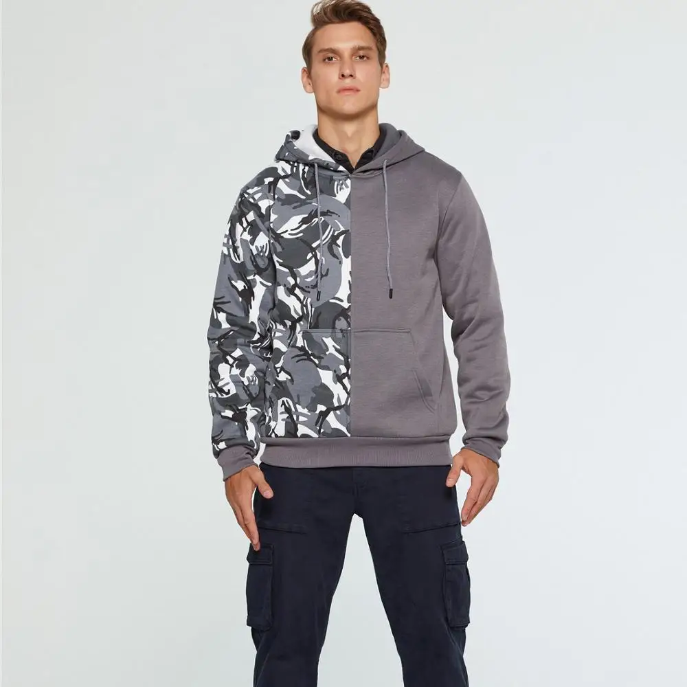 

Свитер мужской для уличного спорта, с капюшоном, осень/зима 2019, новая мужская камуфляжная двухцветная повседневная одежда для тренировок