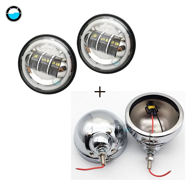 chrome DRL set Мотоциклетный Туризм Electra Glide 4 1/" 4,5 дюйма светодиодный вспомогательный точечный противотуманный фонарь с кольцевым кронштейном для корпуса - Цвет: chrome DRL set