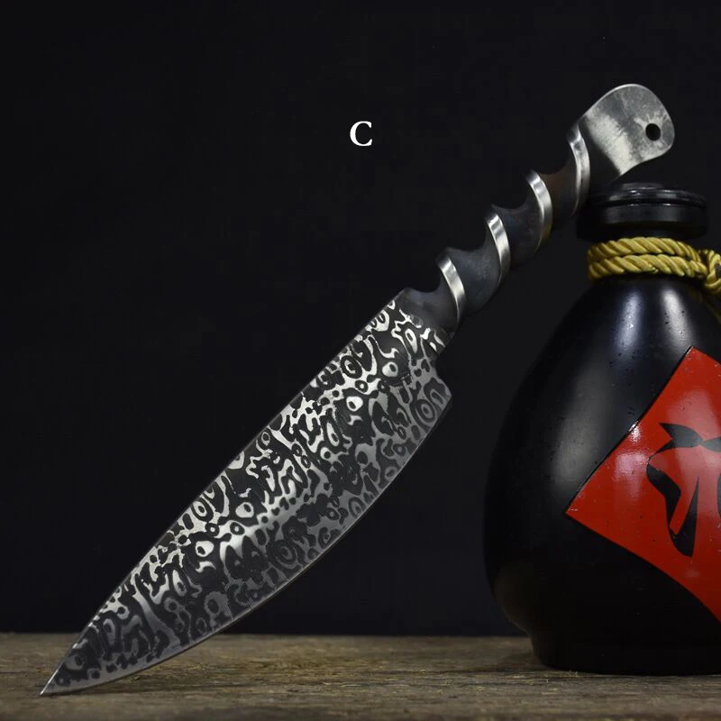 Нож для разделки мяса кухонный Ручной ковки фруктовый легкий супер острый режущий инструмент ретро чай 7Cr17MOV сталь.