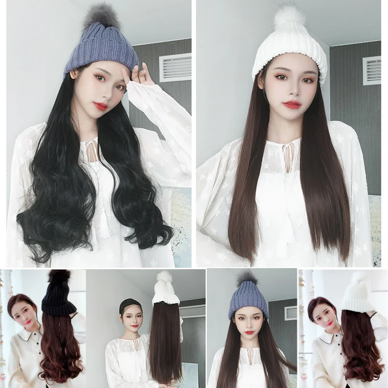 Женская вязаная шапка с помпоном модная зимняя облегающая бархатной подкладкой