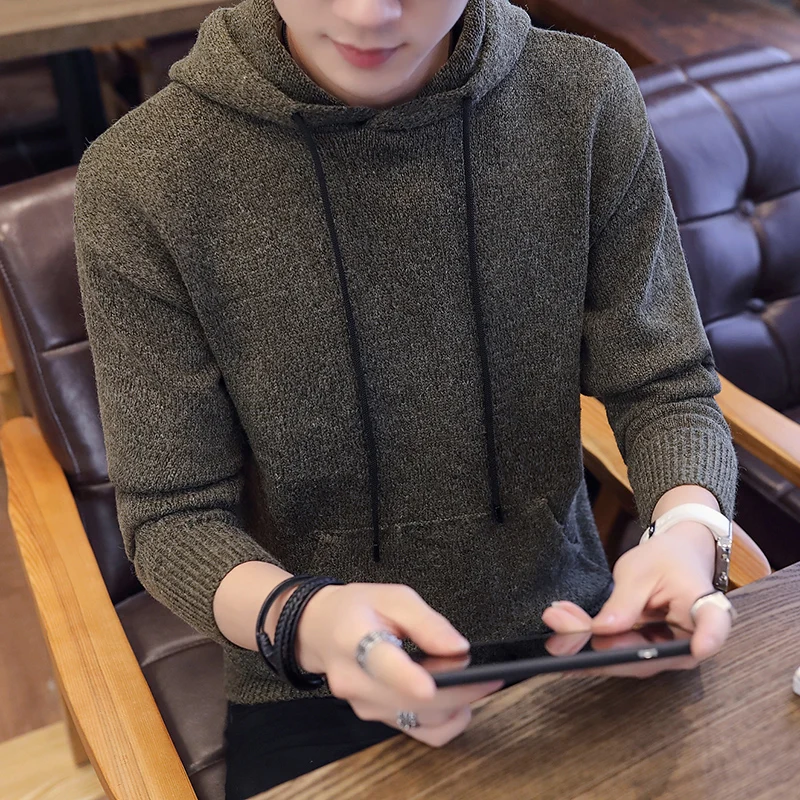 

Autumn and Winter Causal Warm Men Winter Hooded Sweater Long Sleeved Hooded Solid color Thicken Coats Sweaters for Men