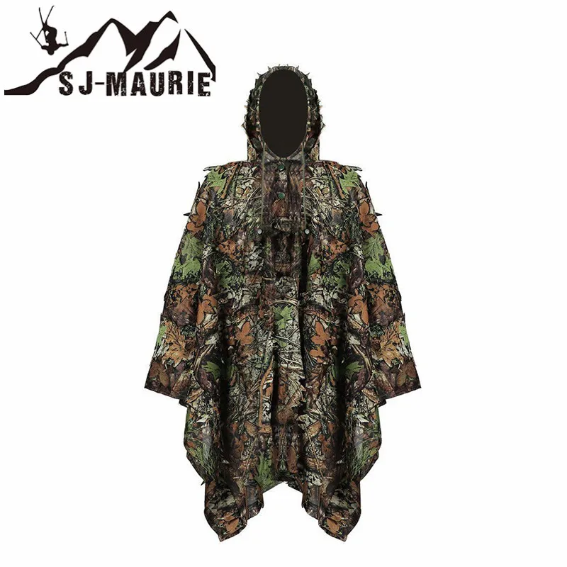 Камуфляж 3D плащ с узором из листьев Yowie Ghillie дышащий Открытый пончо Тип Охота камуфляж пончо Снайпер костюм Лесной лес комплект джунгли