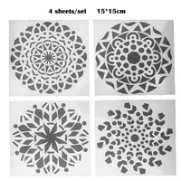 4pcs 1515 reusable stencil laser cut painting template floor wall mandala coloring embossing accessories office school supplies